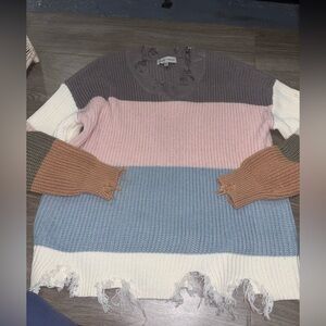 Absolutely Famous Multicolor V-Neck Sweater